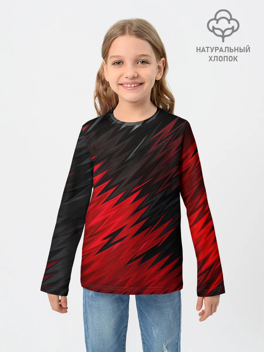 Детский лонгслив / ЧЁРНО КРАСНЫЕ КРАСКИ | RED BLACK STRIPES