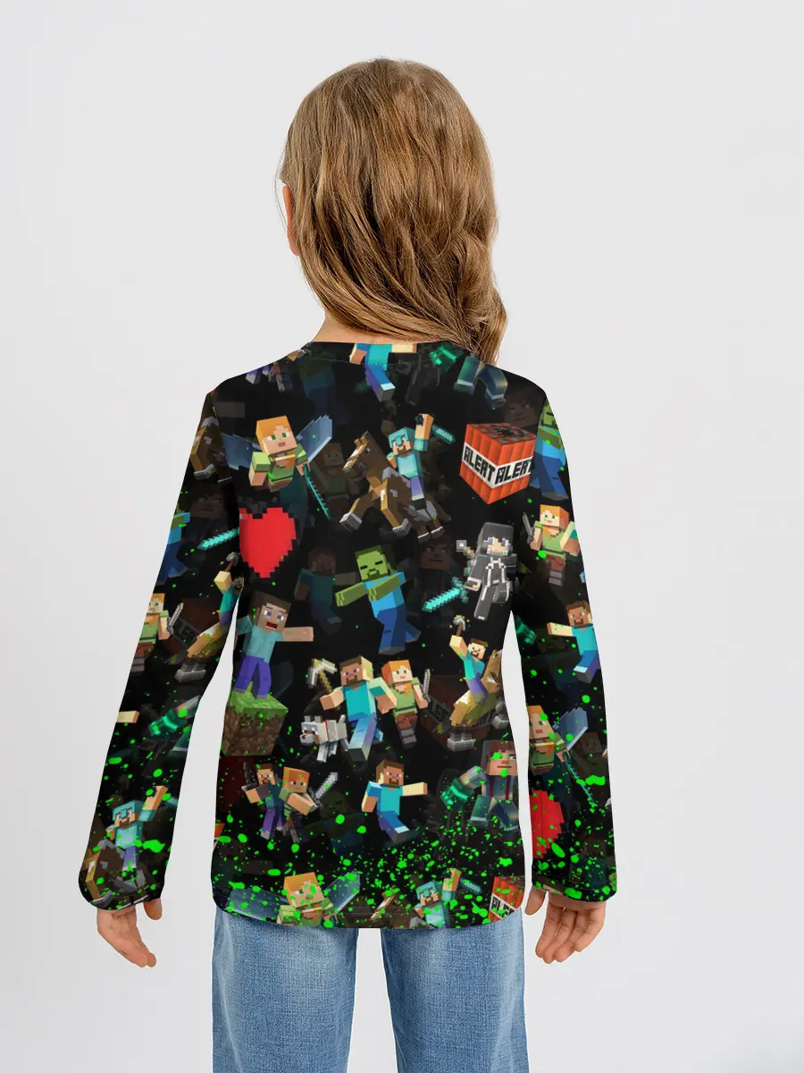 Детский лонгслив / МАЙНКРАФТ ПАТТЕРН ГЕРОИ ИГРЫ