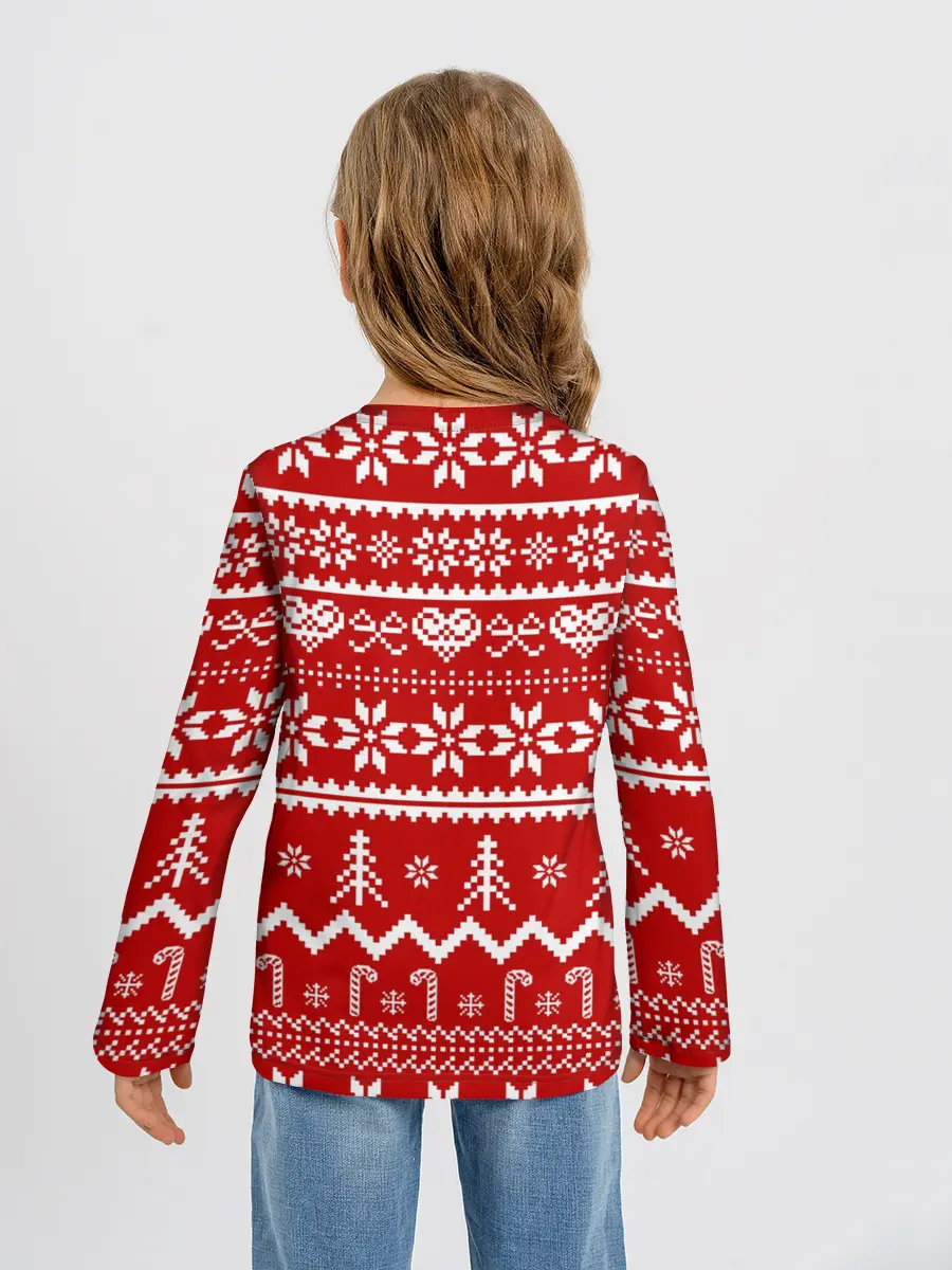 Детский лонгслив / Праздничный новогодний узор