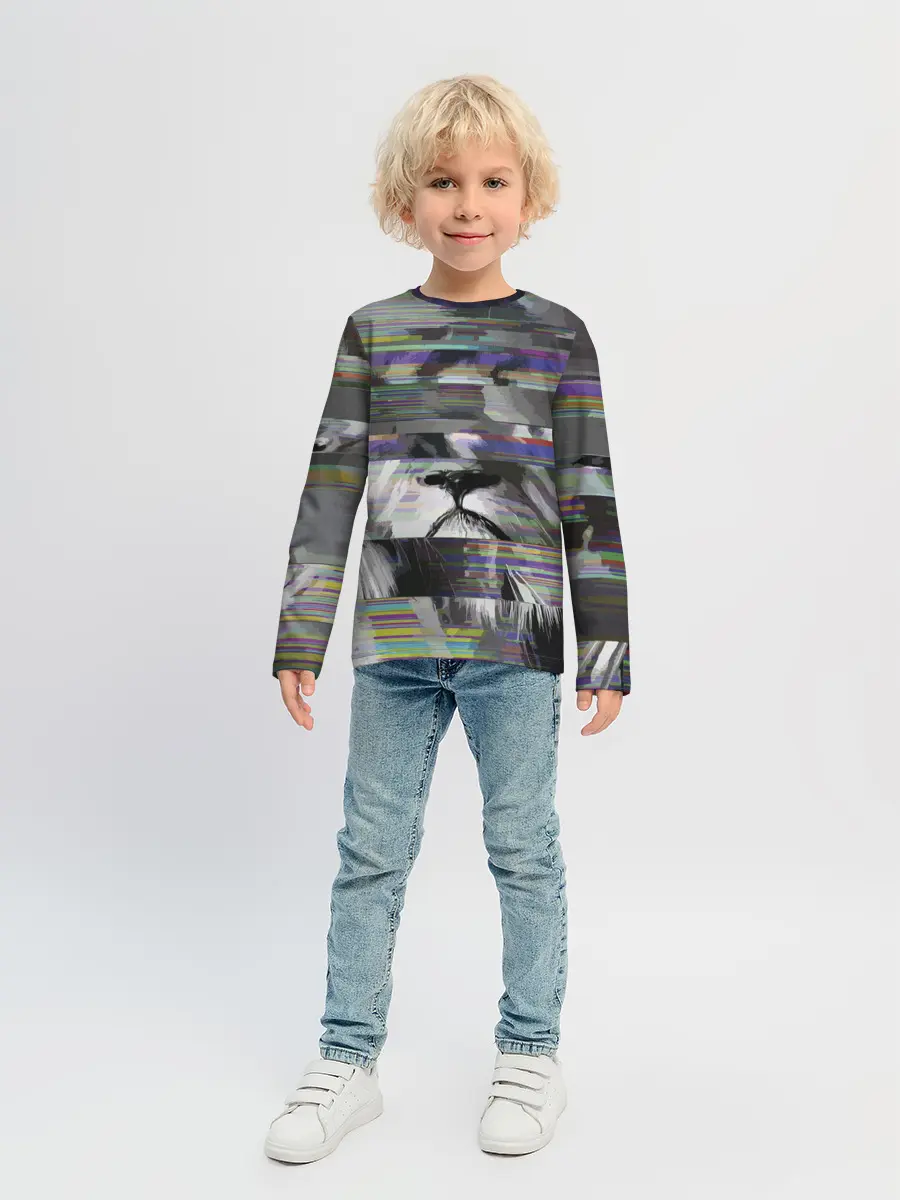 Детский лонгслив / Glitch lion 2020