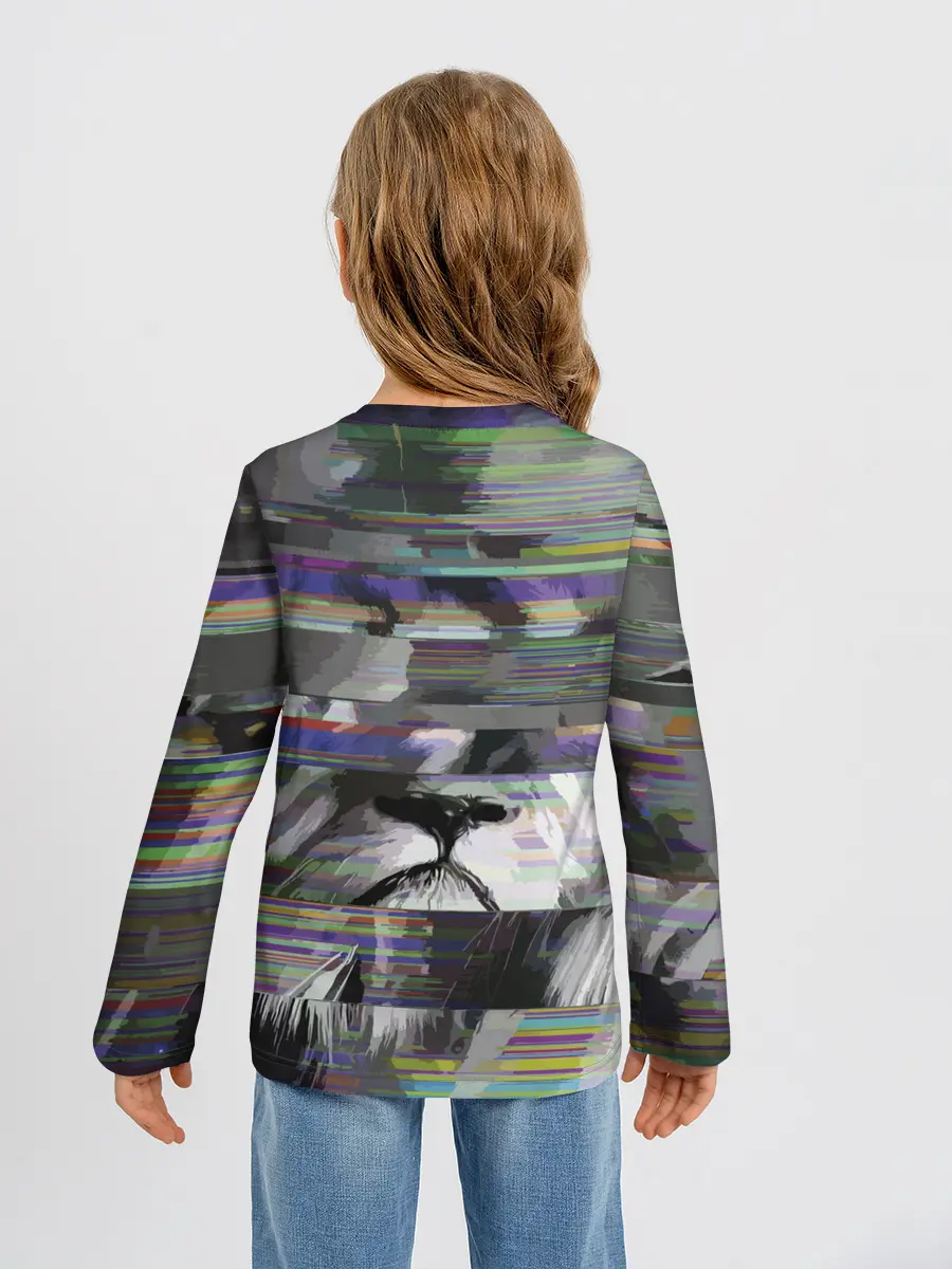 Детский лонгслив / Glitch lion 2020