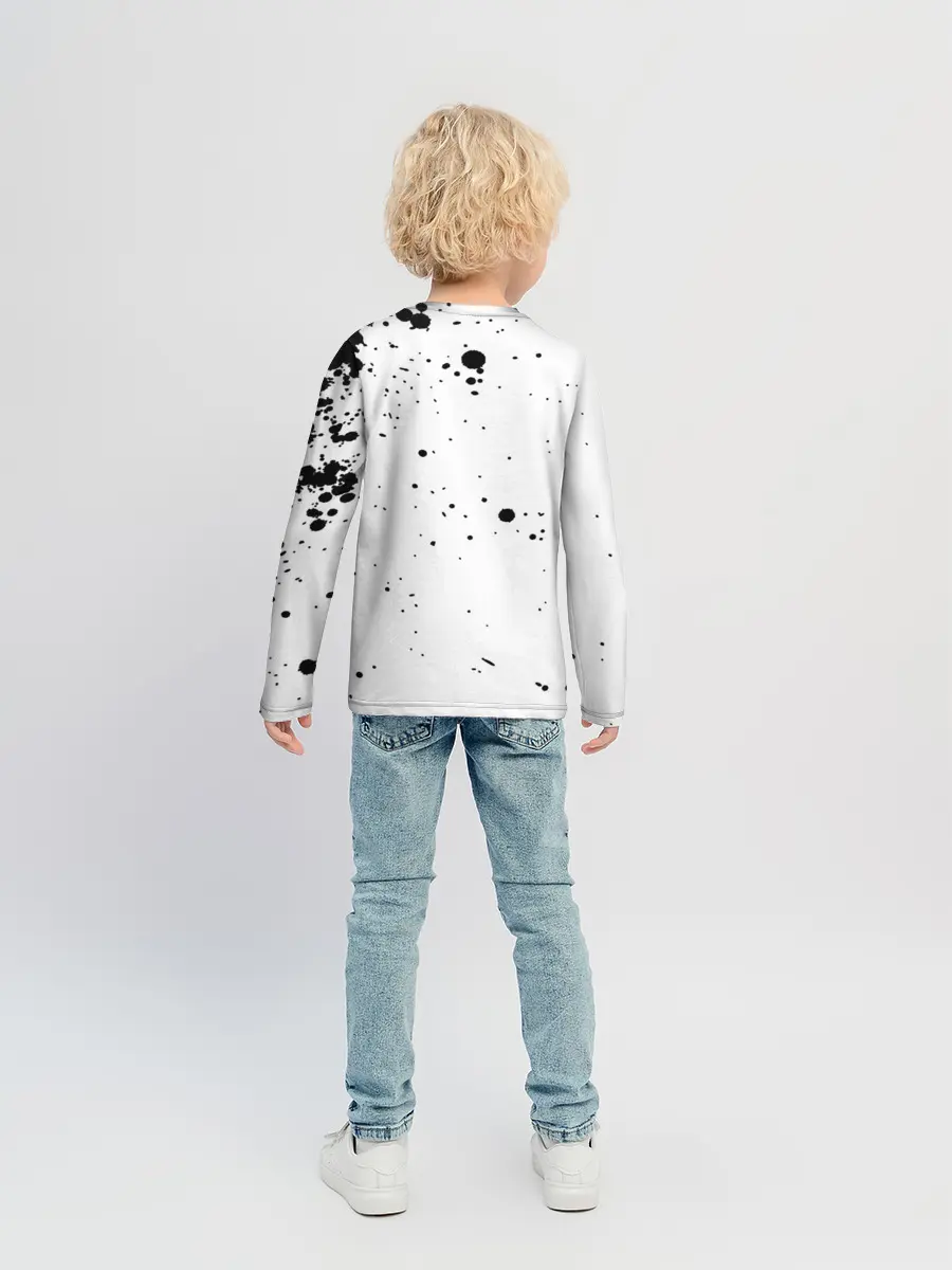 Детский лонгслив / One Punch-Man черные брызги Сайтама
