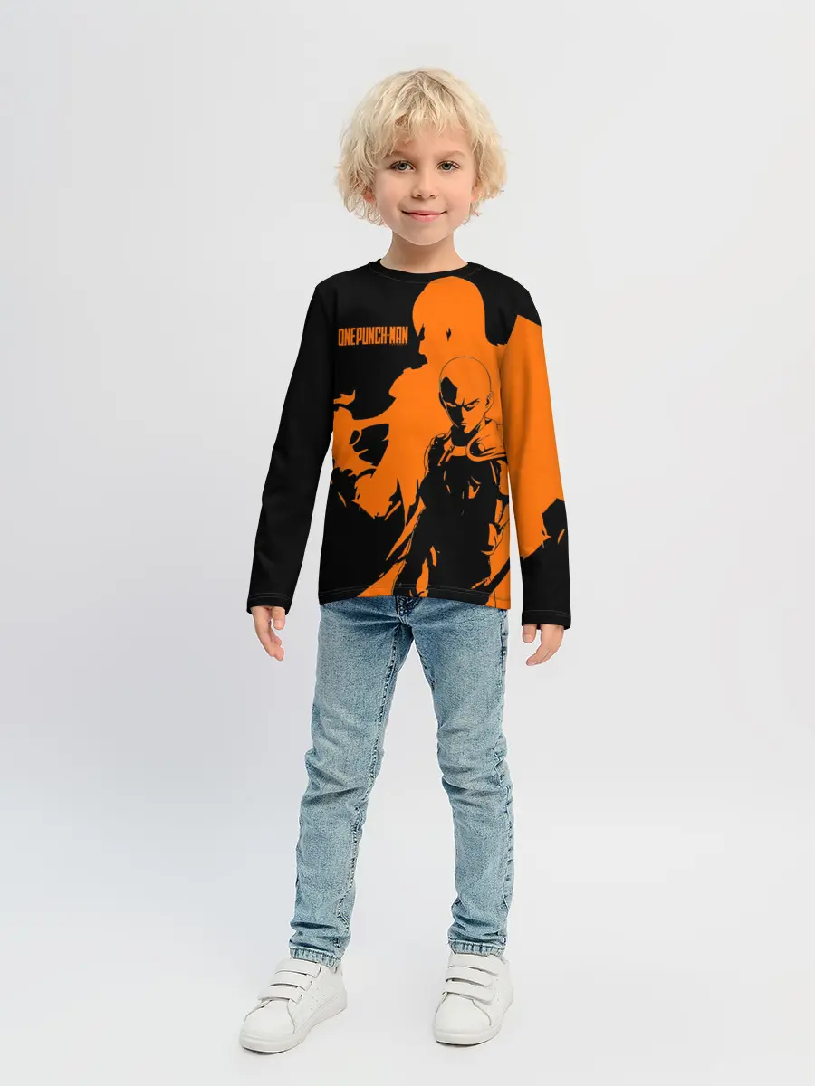 Детский лонгслив / Сайтама образ в силуэте One Punch-Man