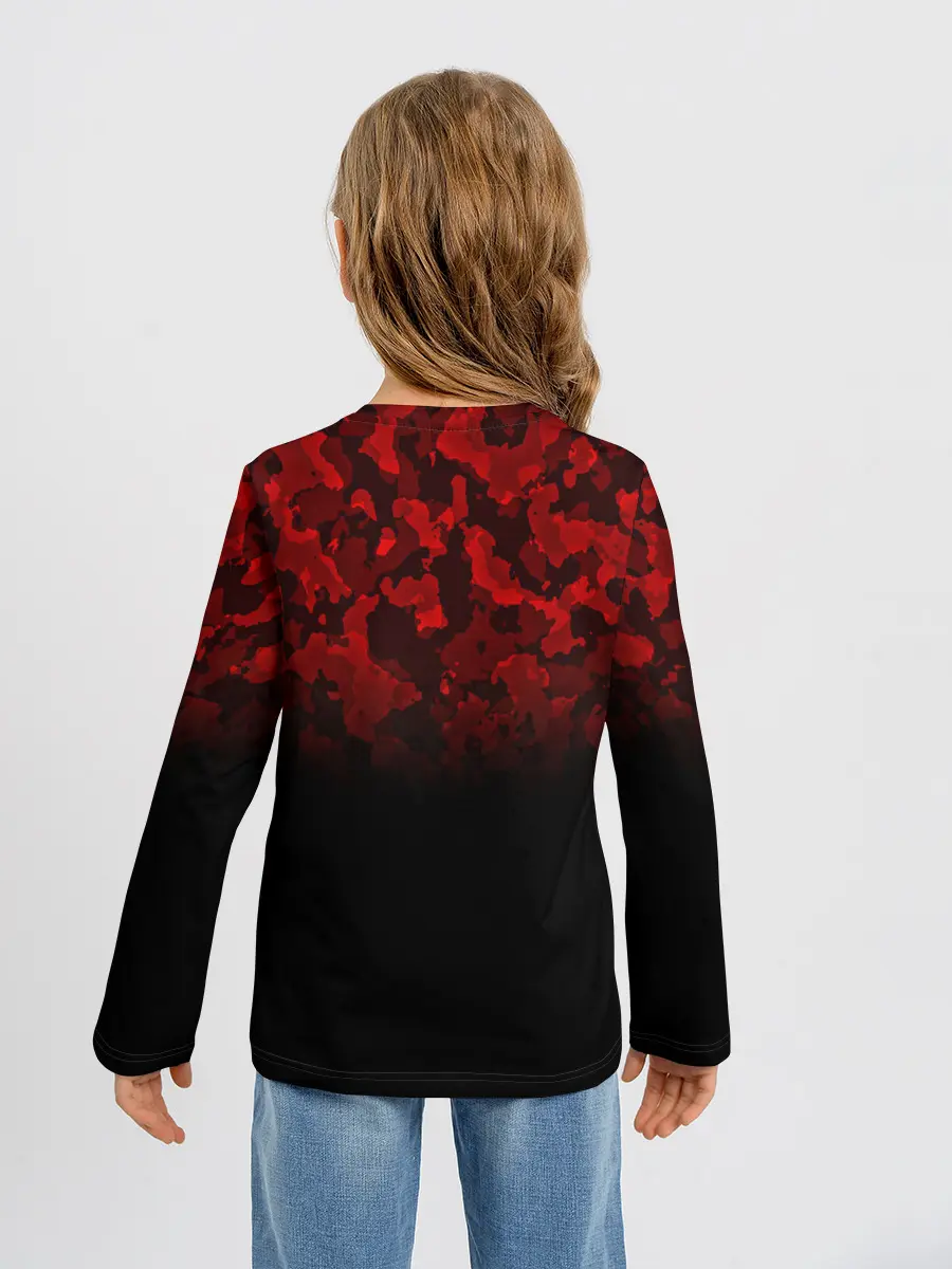 Детский лонгслив / BLACK RED CAMO | RED MILLITARY