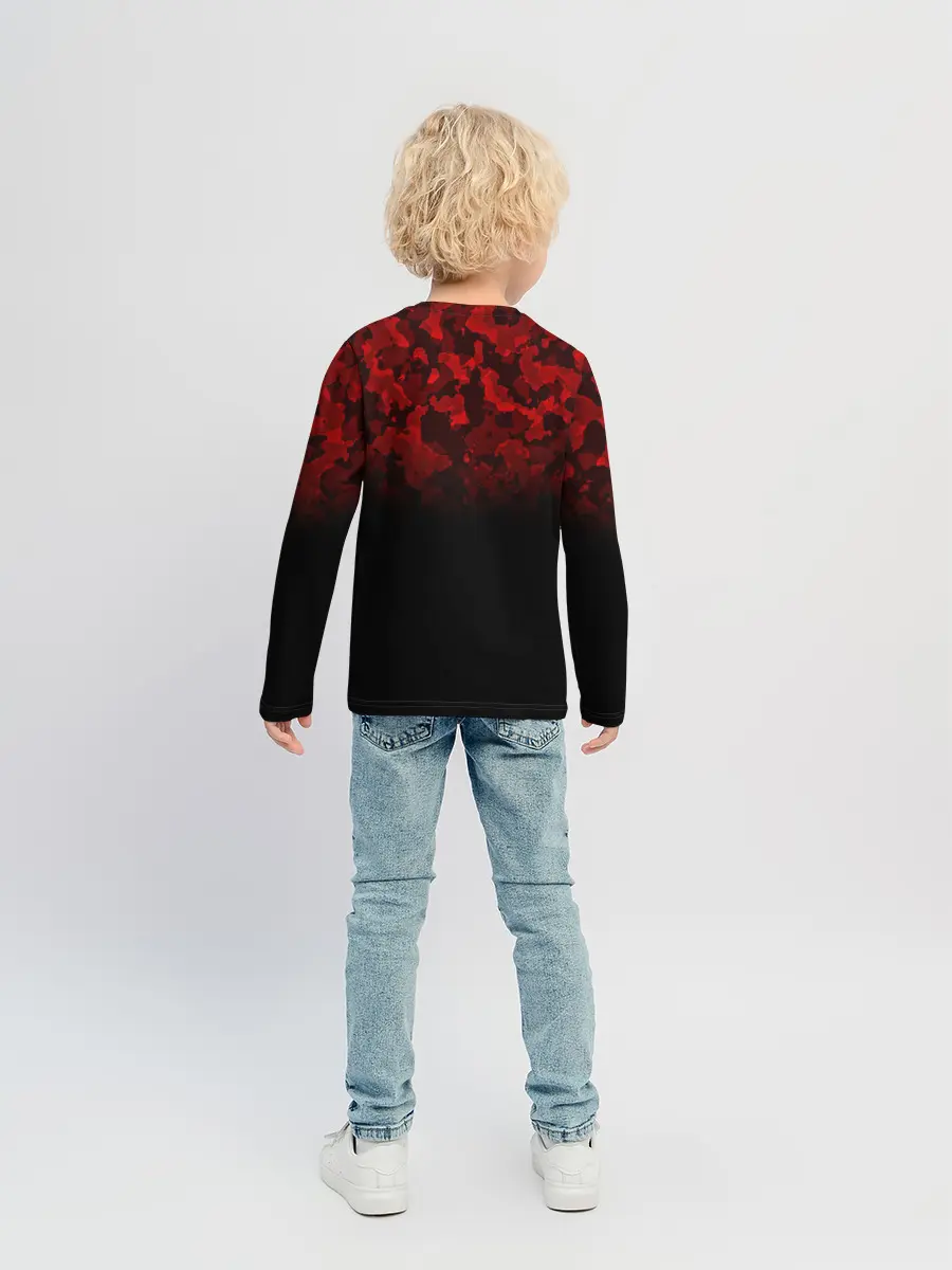 Детский лонгслив / BLACK RED CAMO | RED MILLITARY