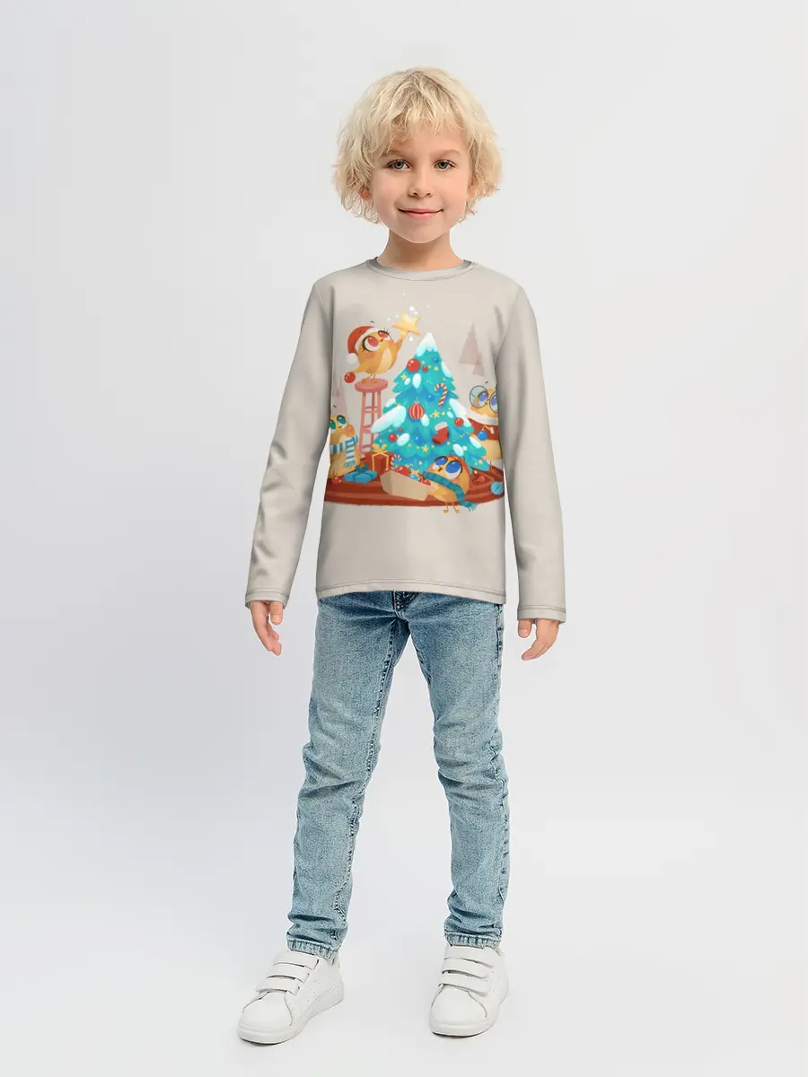 Детский лонгслив / Зверята празднуют новый год
