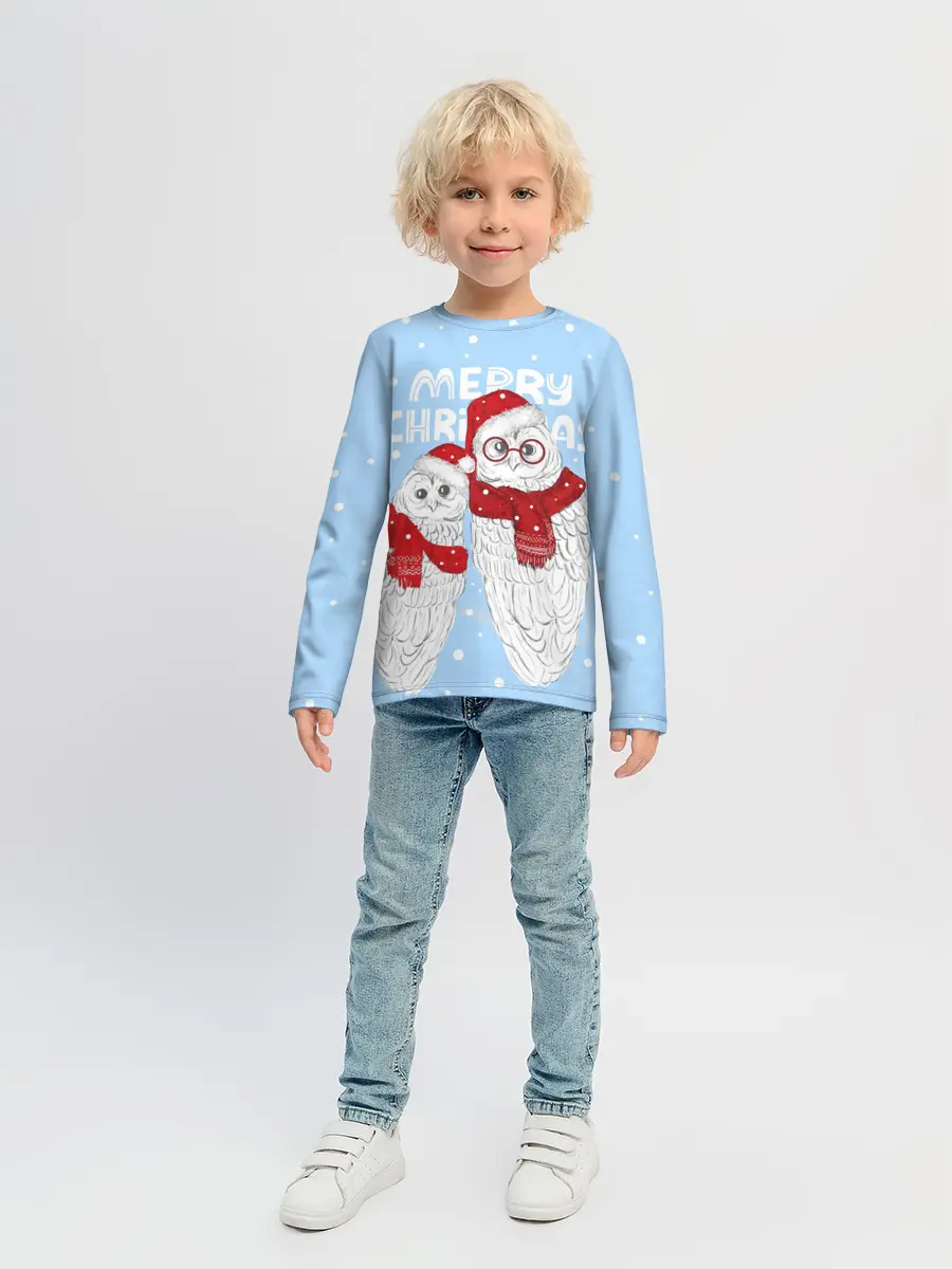 Детский лонгслив / С Рождеством! Совы