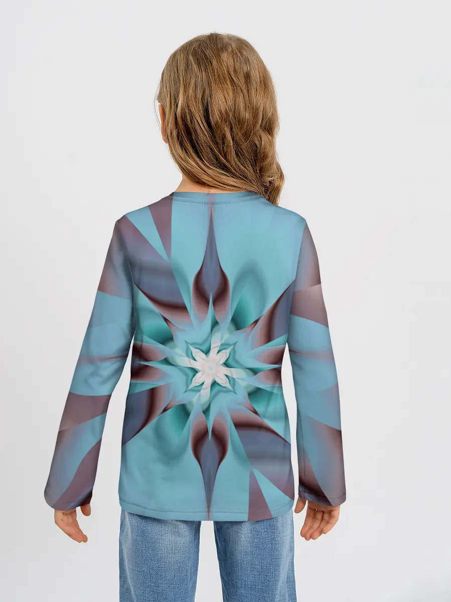 Детский лонгслив / Абстрактный цветок. Голубой.