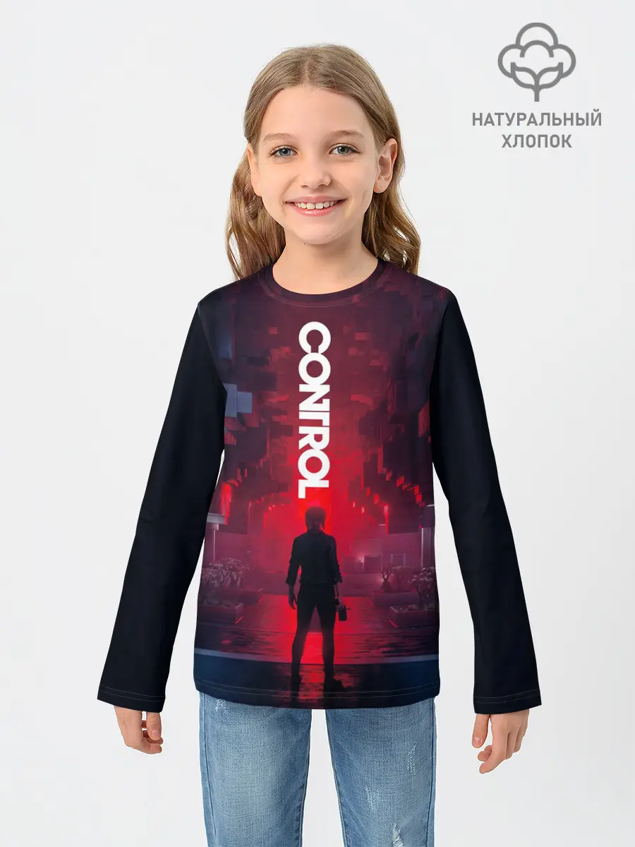 Детский лонгслив / Control лого над Героиней