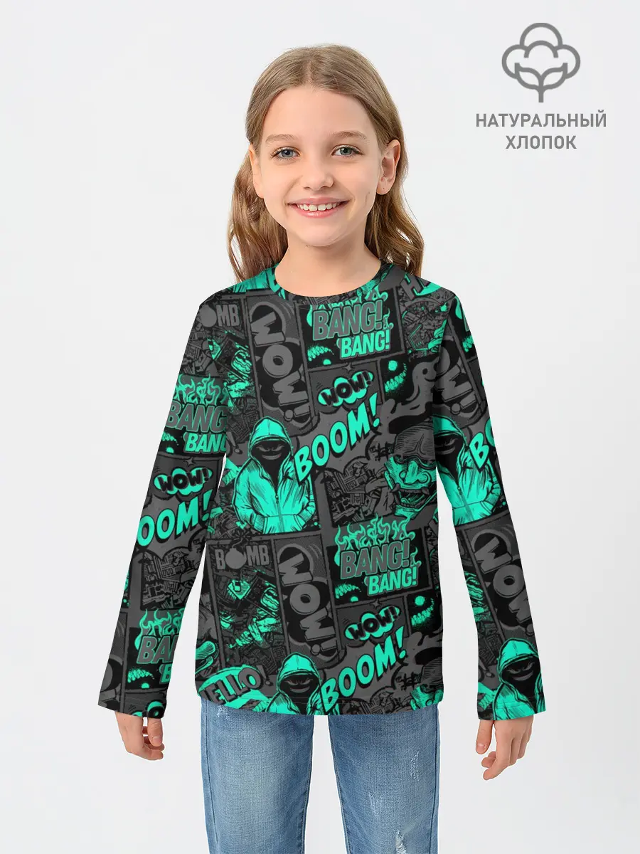 Детский лонгслив / Comics Style