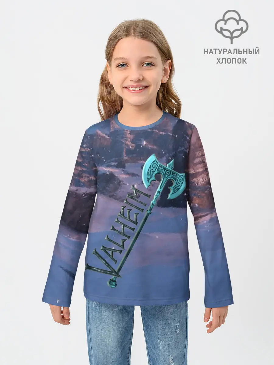Детский лонгслив / Valheim лого с секирой