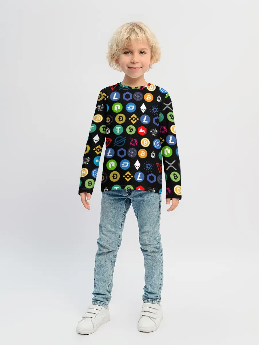 Детский лонгслив / ЛОГОТИПЫ КРИПТОВАЛЮТ | CRYPTOCURRENCIES