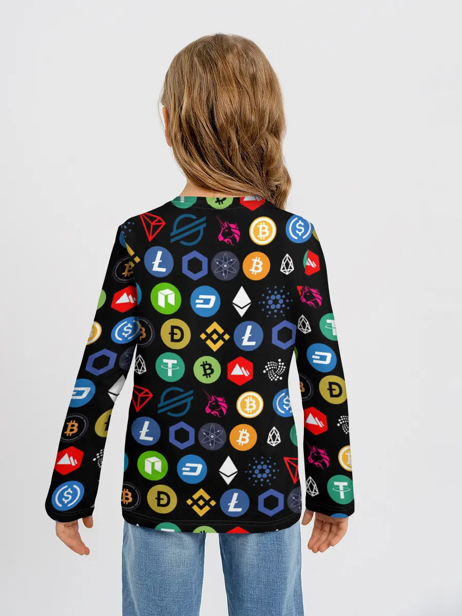 Детский лонгслив / ЛОГОТИПЫ КРИПТОВАЛЮТ | CRYPTOCURRENCIES