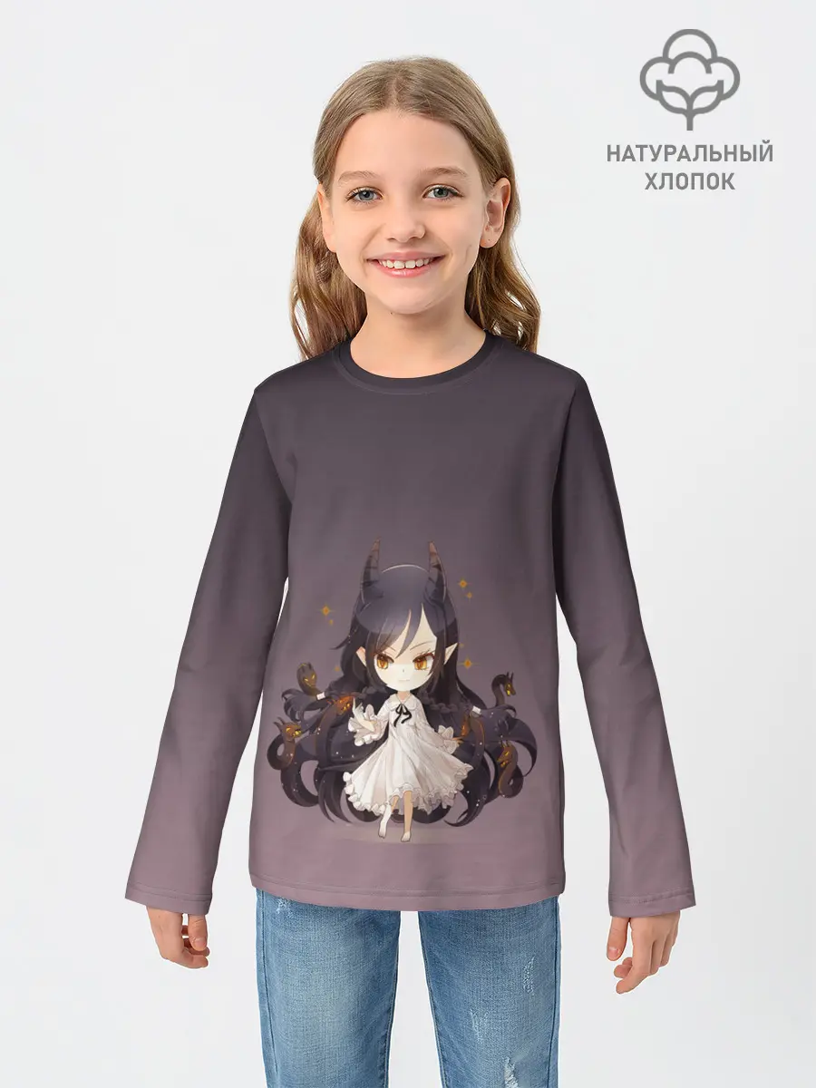 Детский лонгслив / демоница волосы змеи милашка