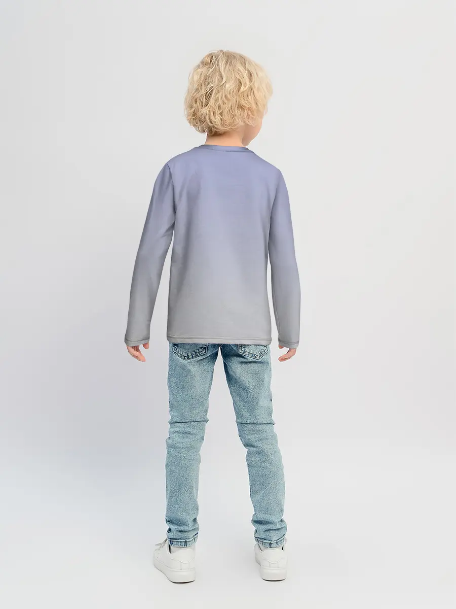 Детский лонгслив / мальчик кот в коробке уши мяу