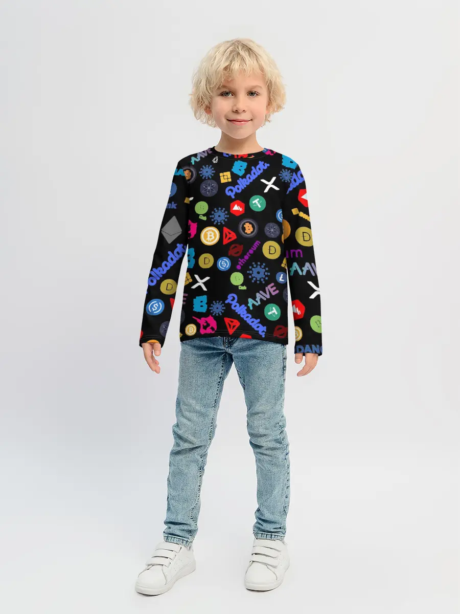 Детский лонгслив / ЛОГОТИПЫ КРИПТОВАЛЮТ | CRYPTOCURRENCIES