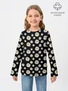 Детский лонгслив / Ромашки на чёрном