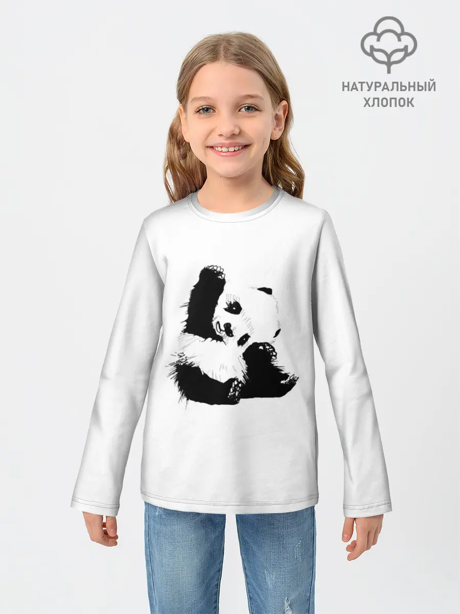 Детский лонгслив / Панда минимализм