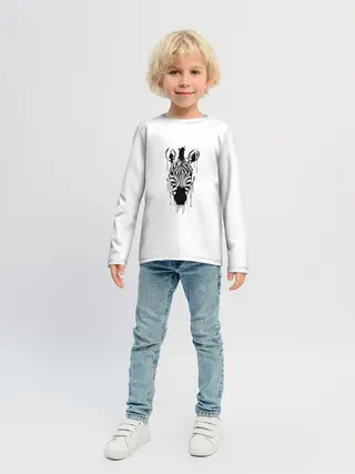 Детский лонгслив / Зебра минимализм