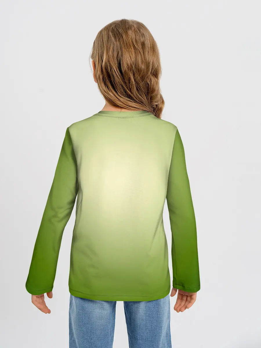 Детский лонгслив / Билли Айлиш на зеленом фоне