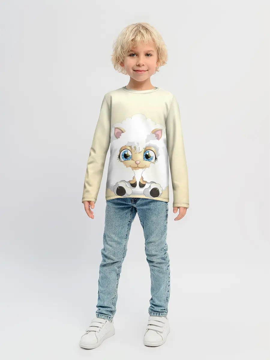 Детский лонгслив / Мультяшная овечка облако