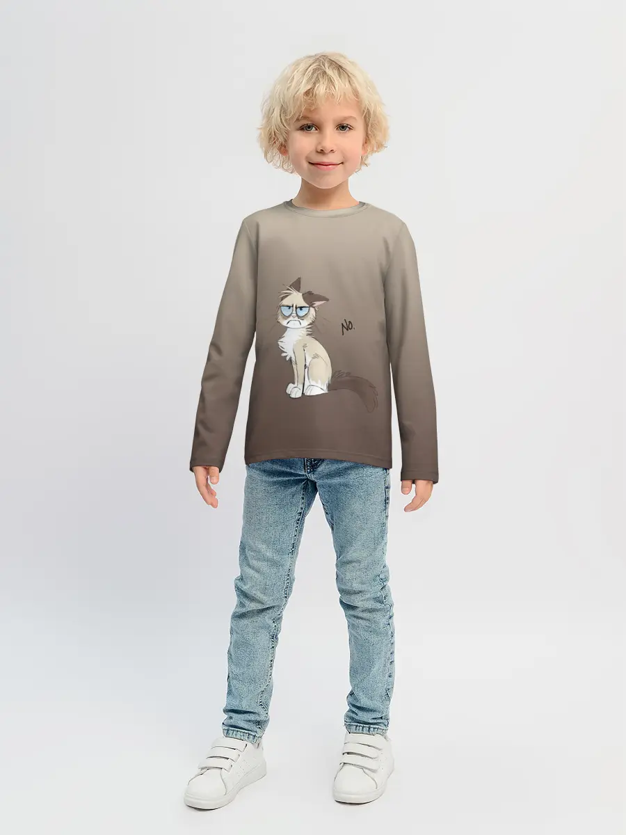 Детский лонгслив / сварливый кот мем нет