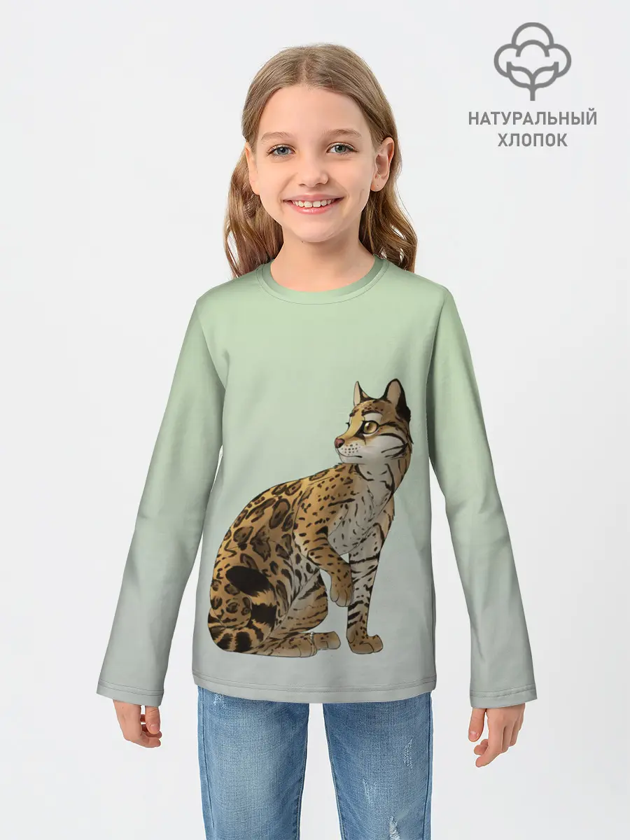 Детский лонгслив / дикий кот оцелот