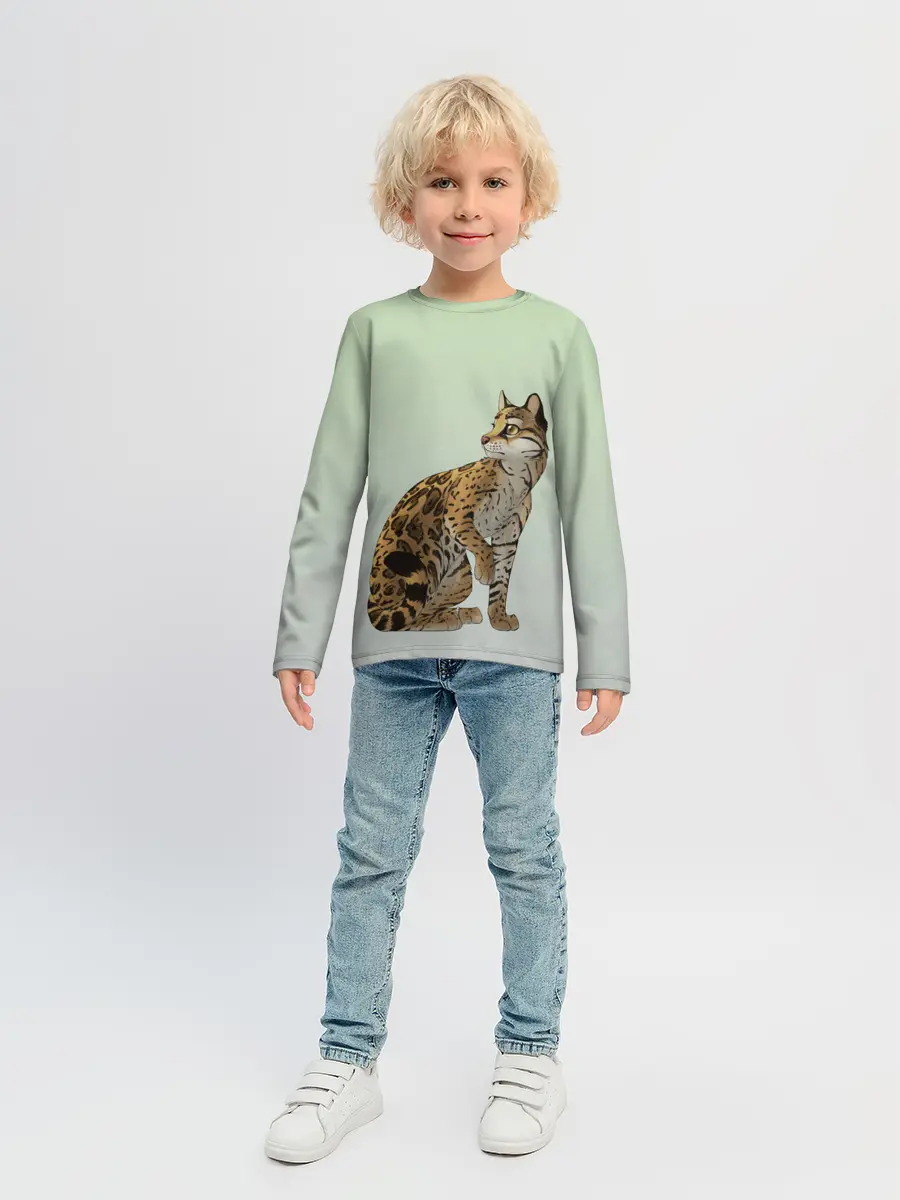 Детский лонгслив / дикий кот оцелот