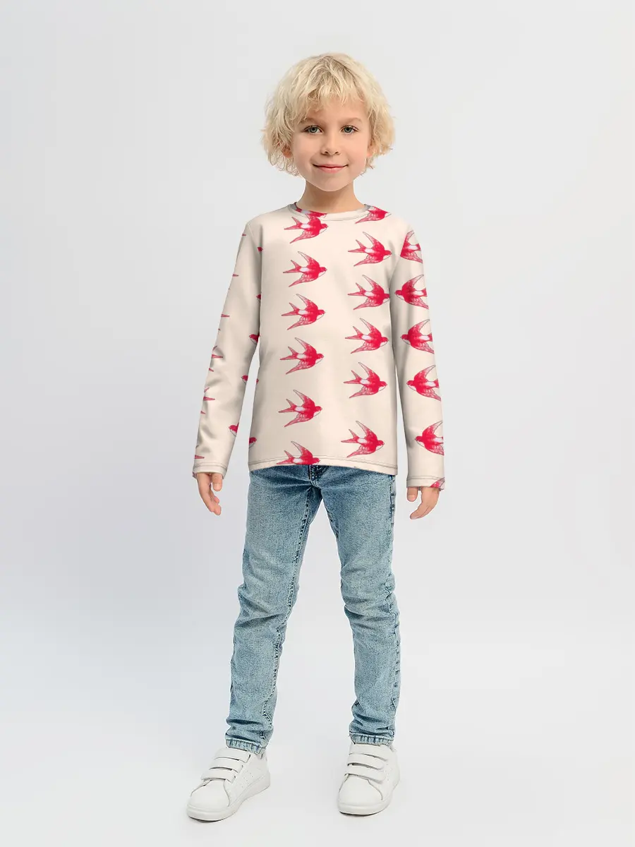 Детский лонгслив / Синицы