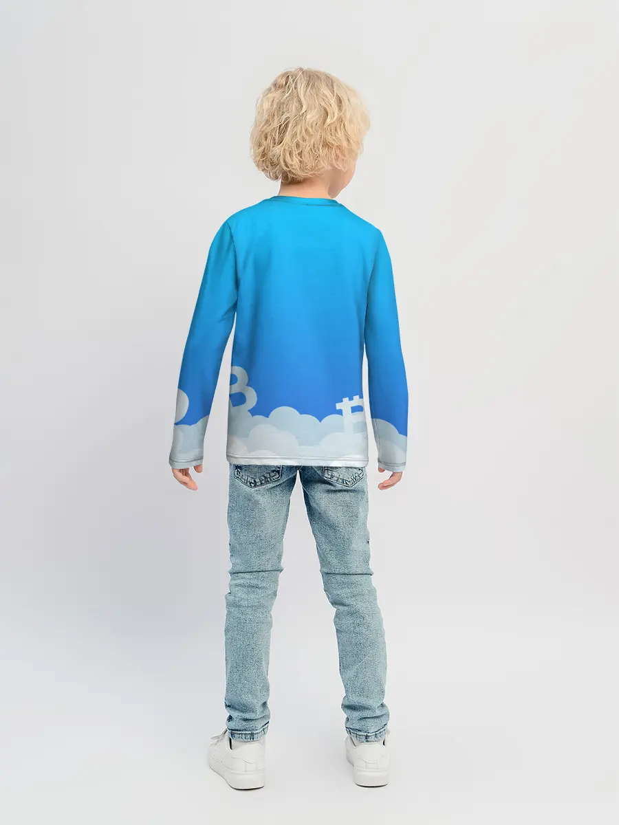 Детский лонгслив / БИТКОИН В КОСМОС