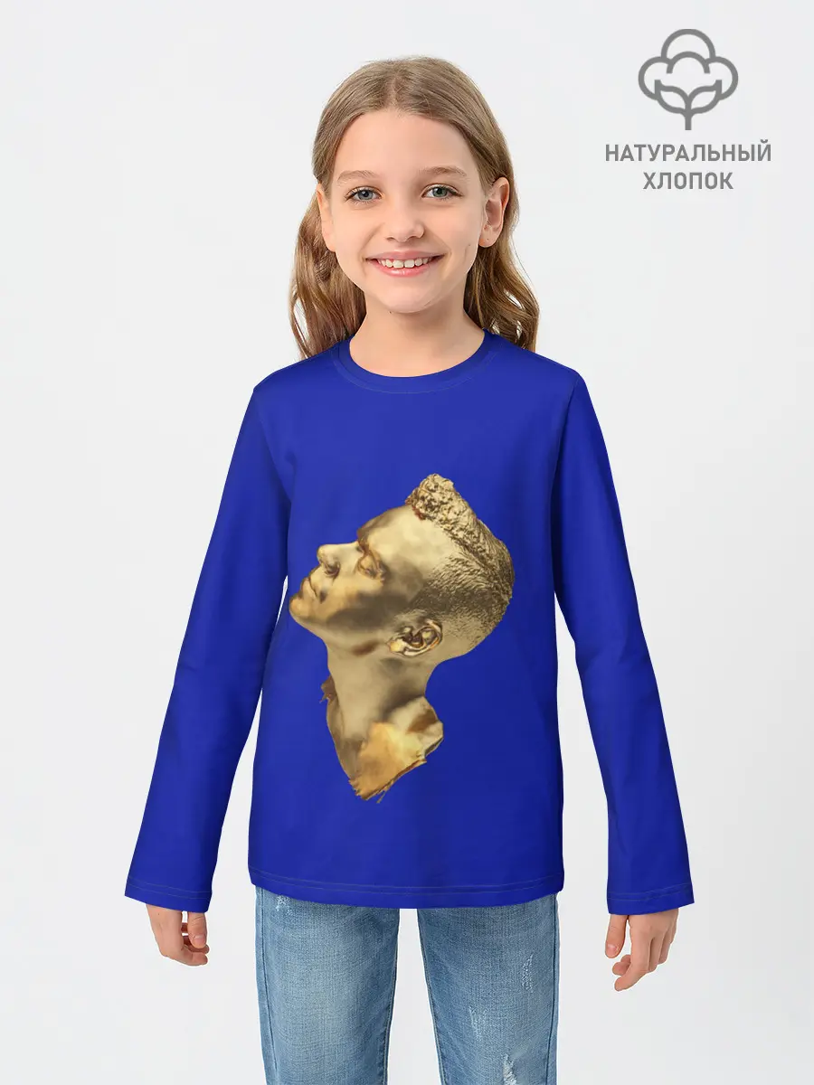 Детский лонгслив / Черно белая Голова