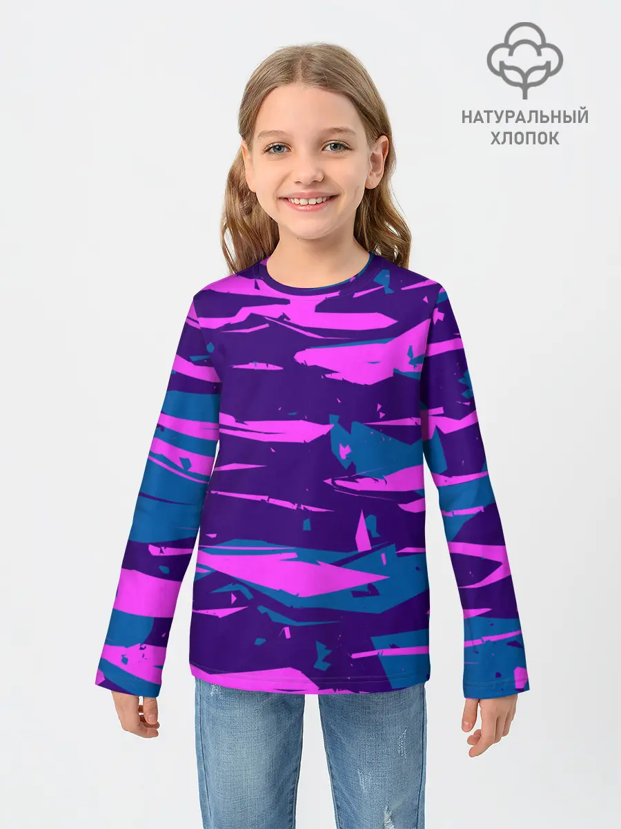 Детский лонгслив / CYBERSTYLE NEON CAMOUFLAGE