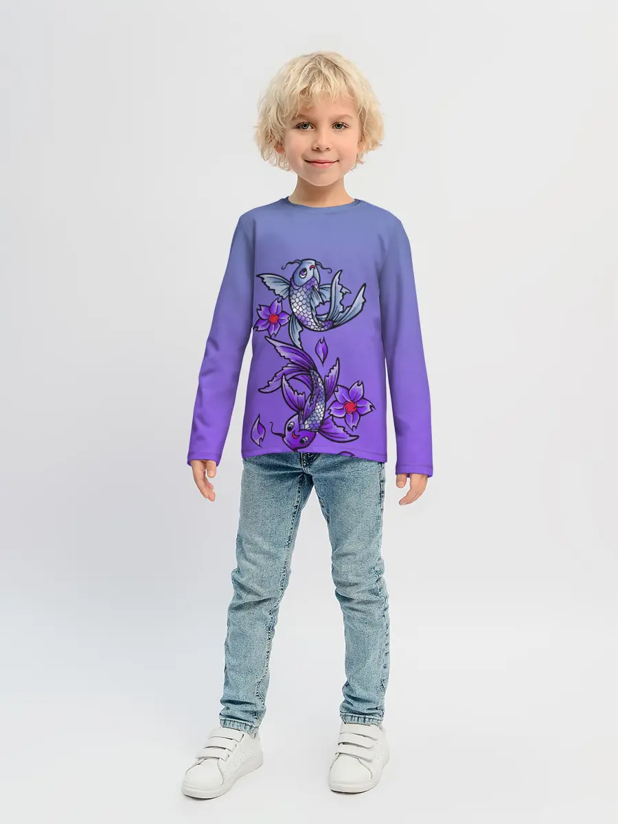 Детский лонгслив / Рыбы и цветы