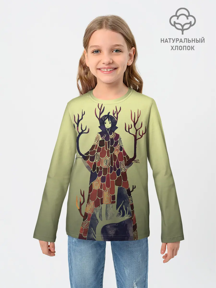 Детский лонгслив / лесной волшебник акварель