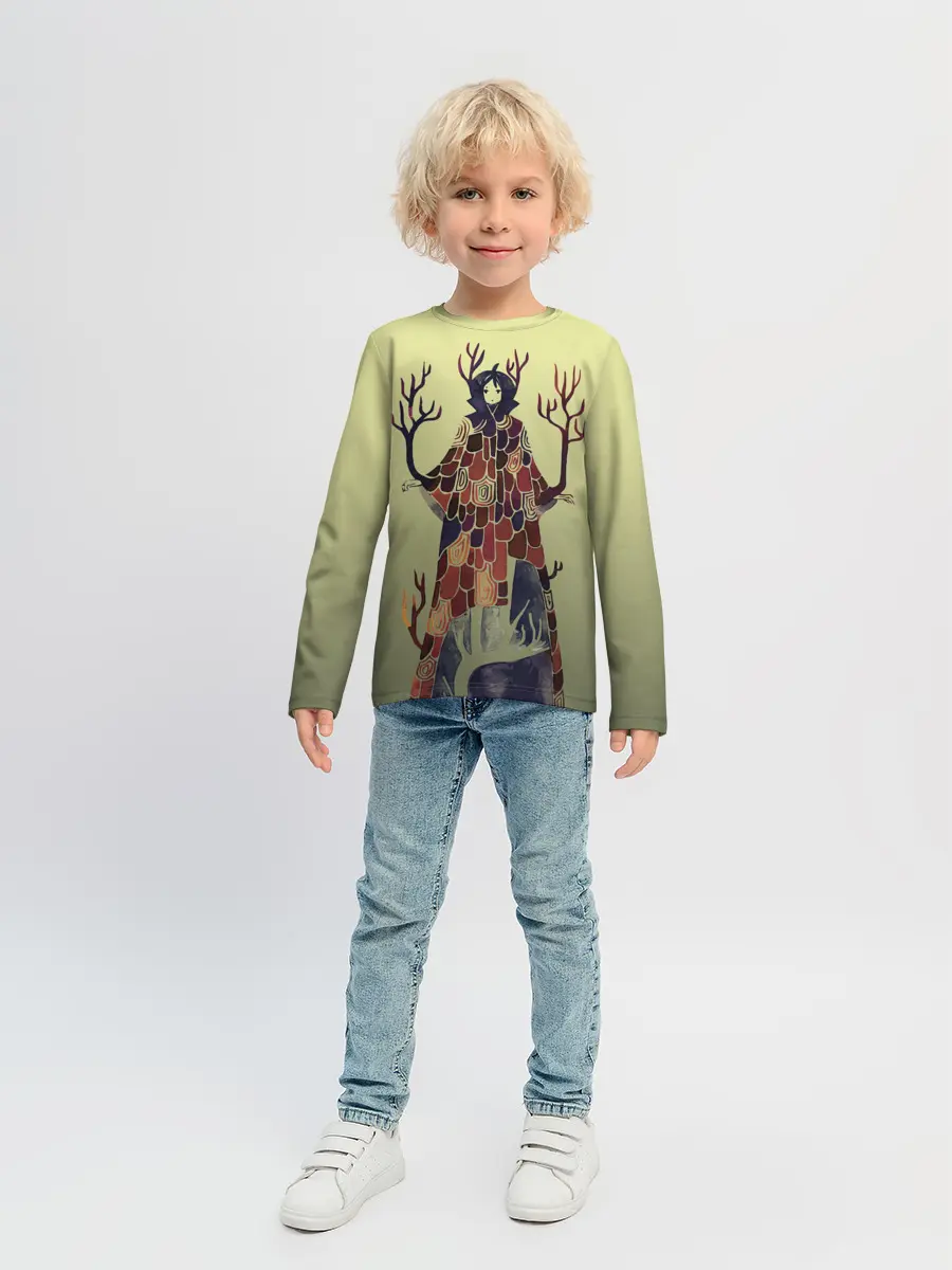 Детский лонгслив / лесной волшебник акварель