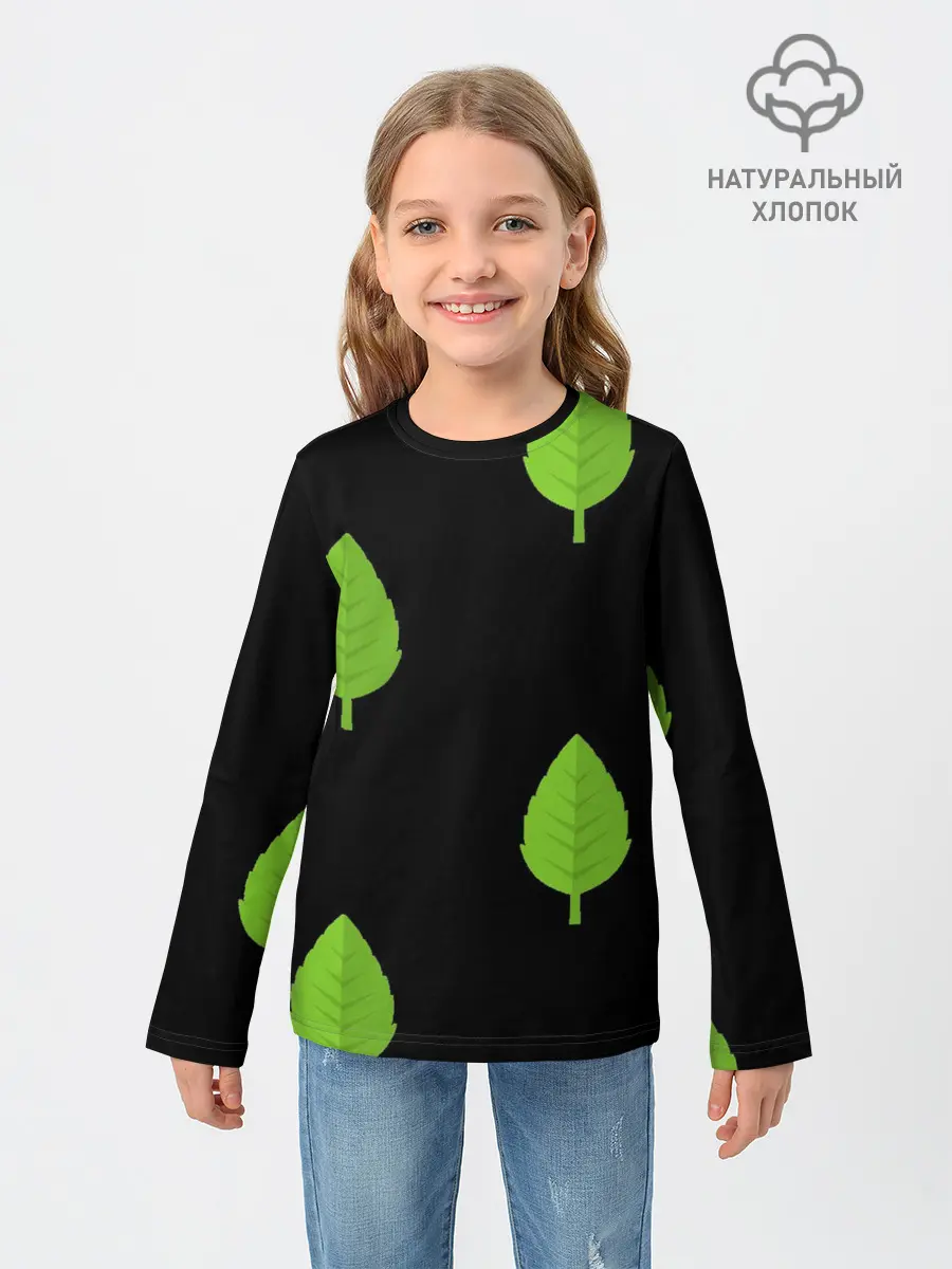 Детский лонгслив / Птица и листочек
