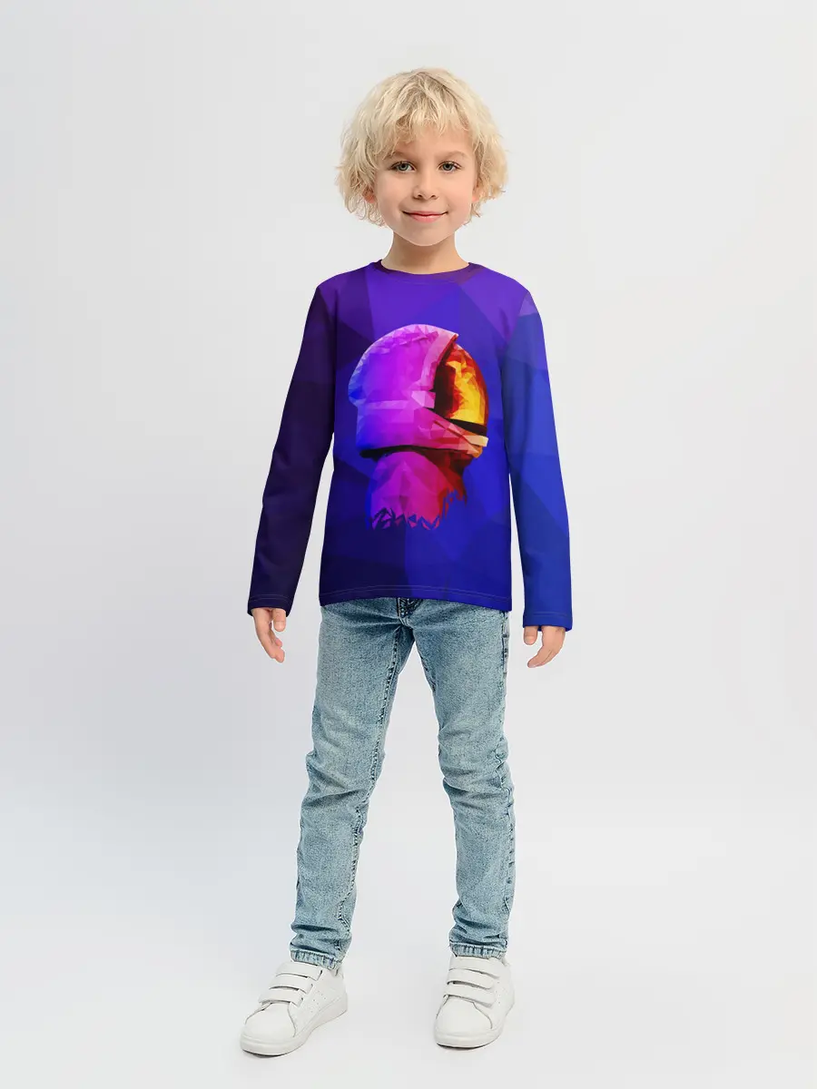 Детский лонгслив / полигональный космонавт