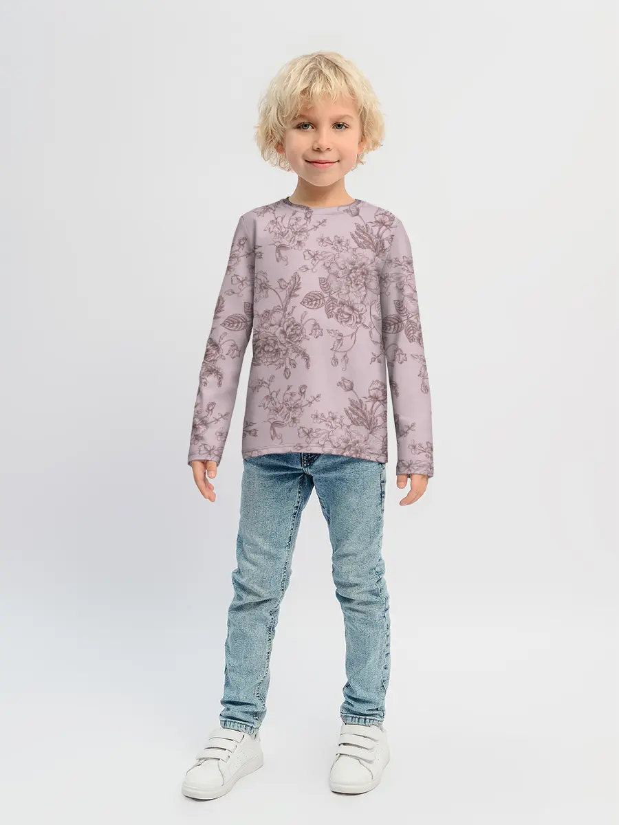 Детский лонгслив / розы с пионами