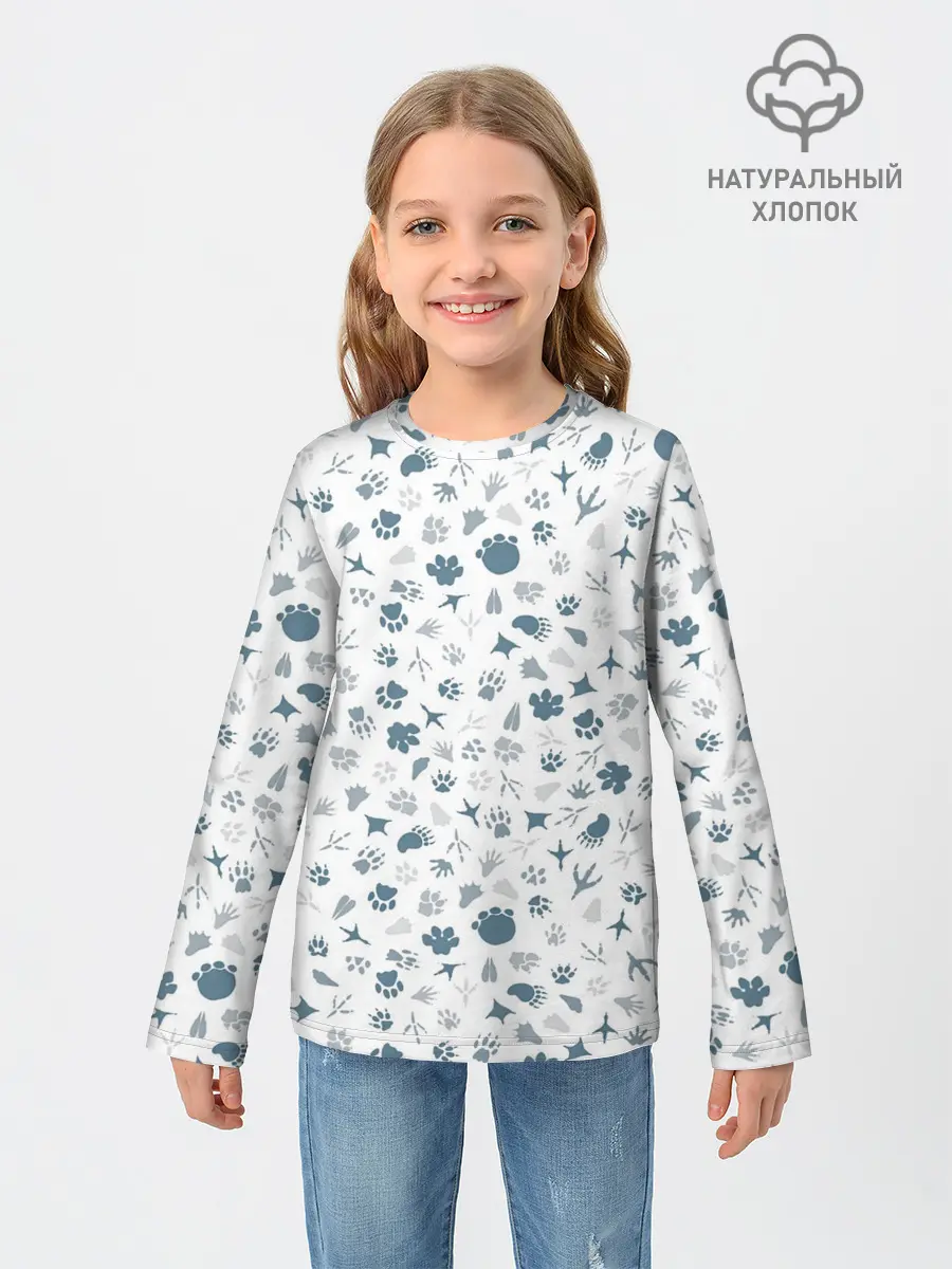 Детский лонгслив / Отпечатки лап животных