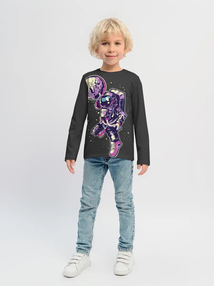 Детский лонгслив / Космонавт Баскетболист