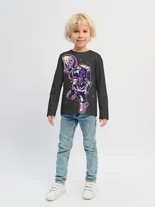 Детский лонгслив / Космонавт Баскетболист