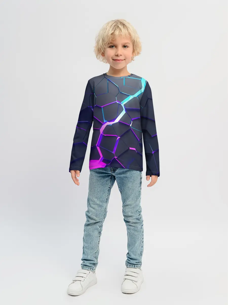 Детский лонгслив / НЕОНОВЫЙ РАЗЛОМ | 3Д РАЗЛОМ