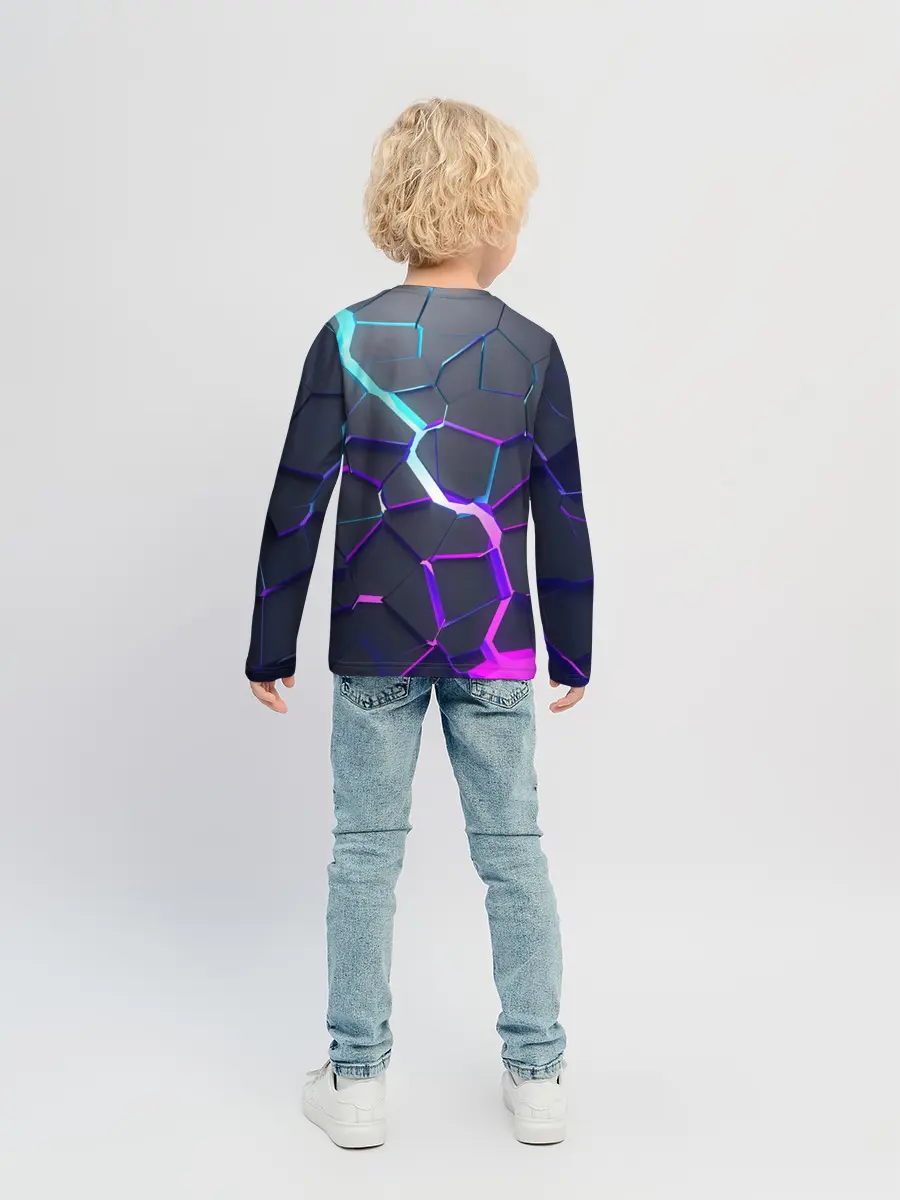 Детский лонгслив / НЕОНОВЫЙ РАЗЛОМ | 3Д РАЗЛОМ