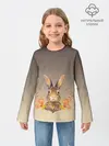 Детский лонгслив / заяц в цветочках