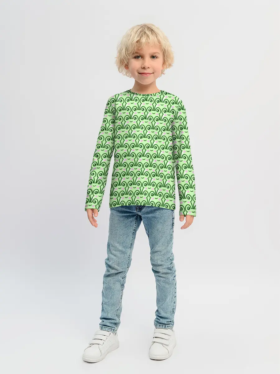 Детский лонгслив / милые лягушки