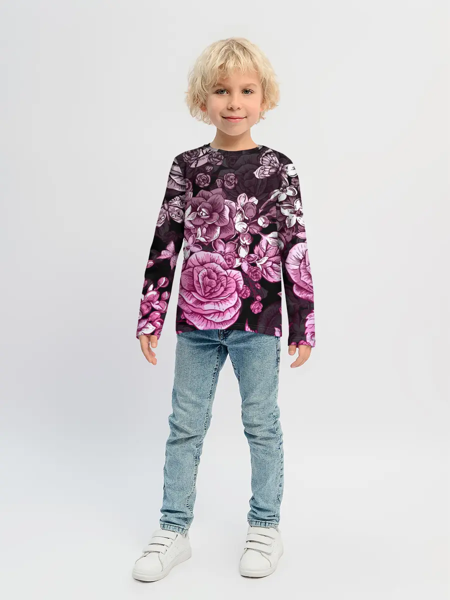 Детский лонгслив / РОЗЫ | ROSES | БАБОЧКИ