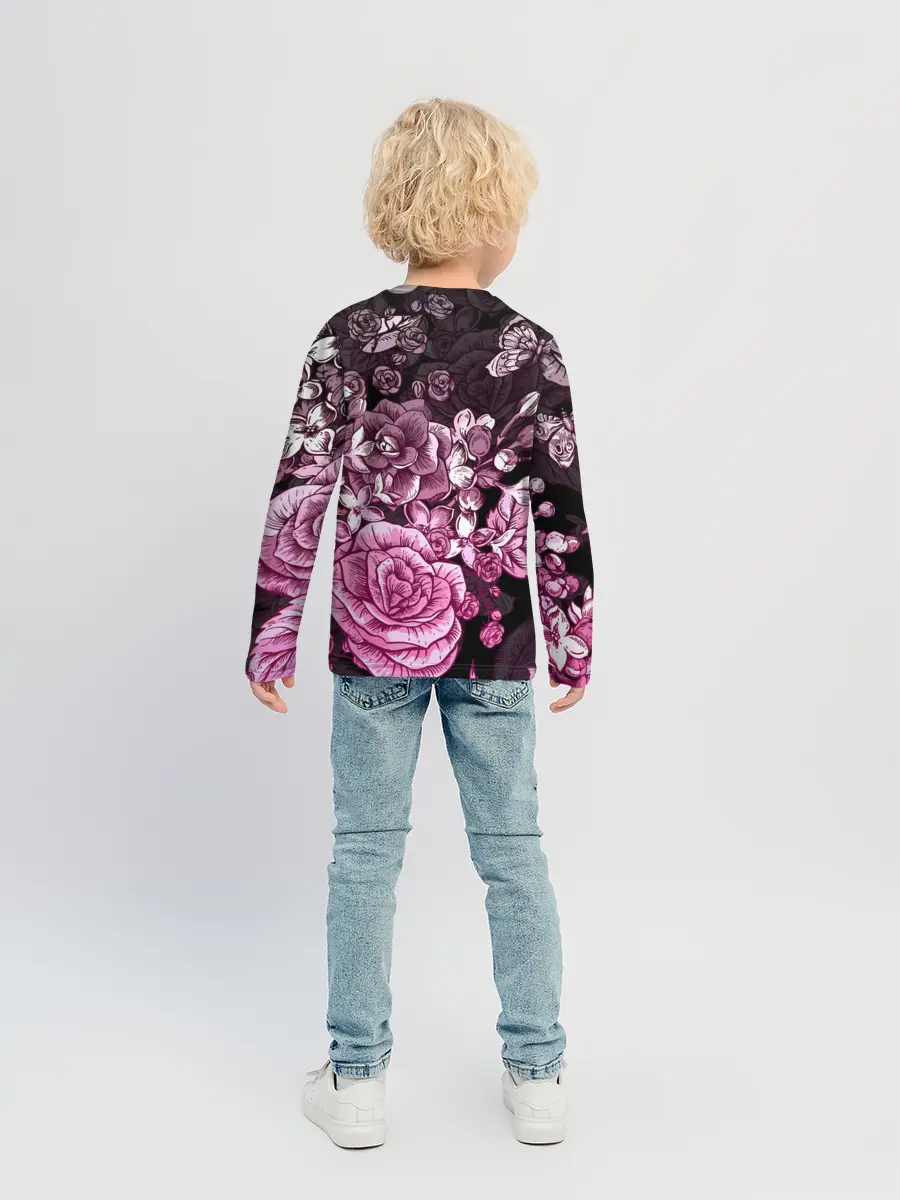 Детский лонгслив / РОЗЫ | ROSES | БАБОЧКИ
