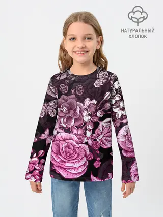 Детский лонгслив / РОЗЫ | ROSES | БАБОЧКИ