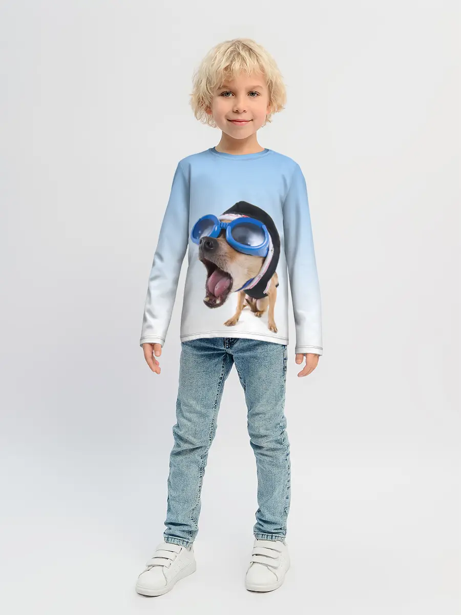 Детский лонгслив / собака в очках