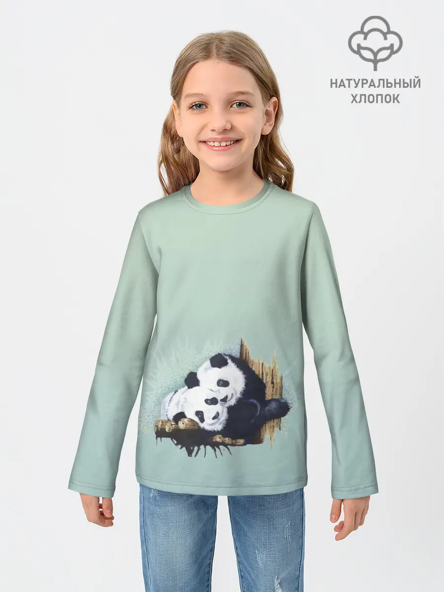 Детский лонгслив / акварельные панды